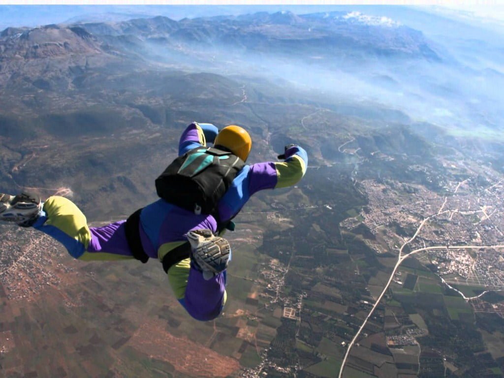 free fall parachute jump over Marrakech Atlas Mountains Funny Excursions